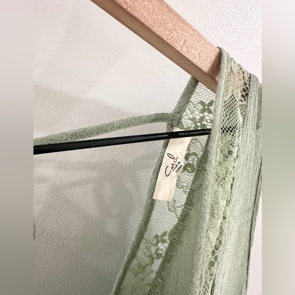 Easel Lace Detail Boho Tank Green Size Small - Picture 4 of 5